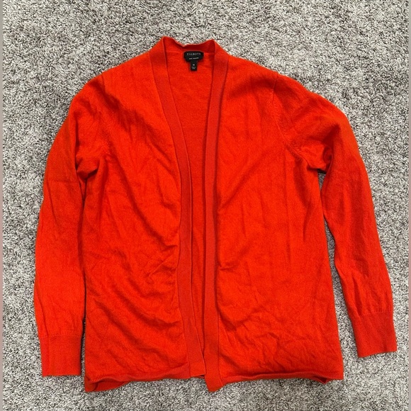 ❗️FLASH SALE $20❗️Talbots 100% Cashmere Bright Red Open Cardigan Sweater Sz M - Picture 1 of 4